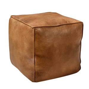 Pouf carré en cuir marron 40 cm - arrah