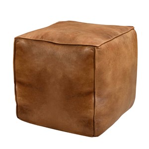 Pouf carré en cuir marron 40 cm - arrah