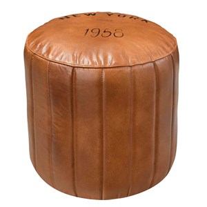 Pouf rond en cuir marron d42 cm - bally