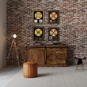 Pouf rond en cuir marron d42 cm - bally