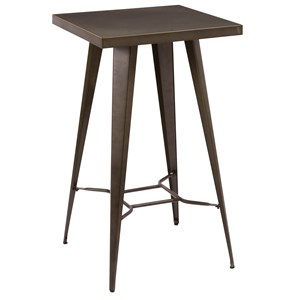 Table de bar carrée 2 personnes en métal gris métallisé 60 cm - indus
