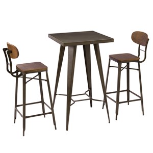 Table de bar carrée 2 personnes en métal gris métallisé 60 cm - indus