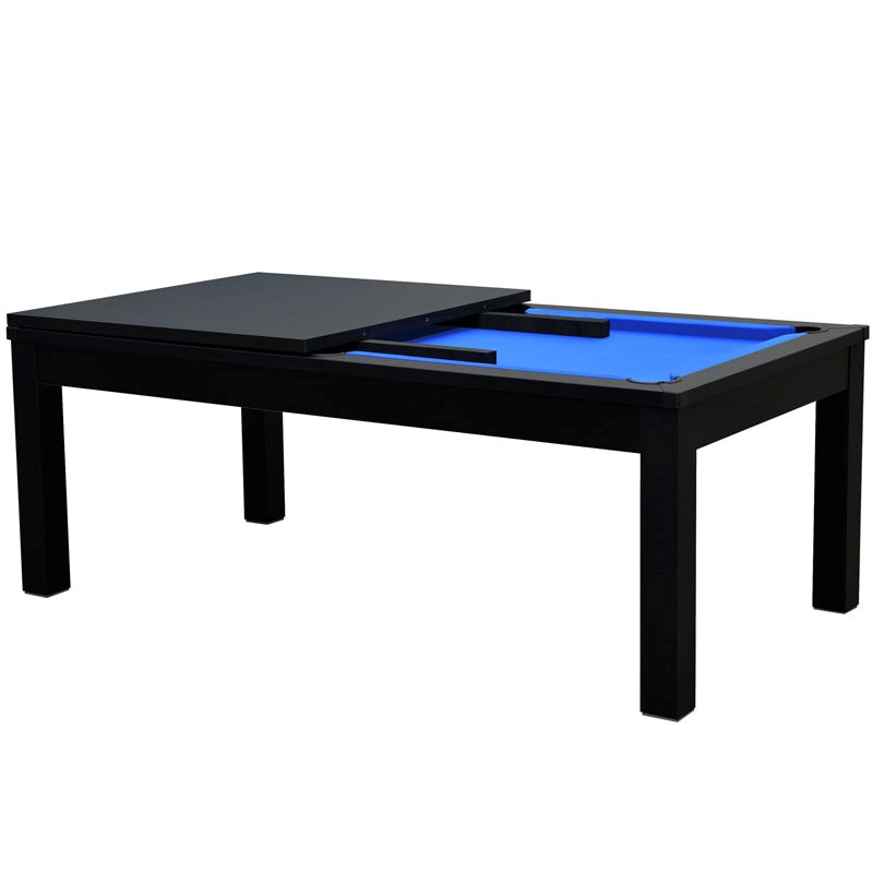 Rendez-vous Déco - Table de billard convertible noire tapis bleu - eddie