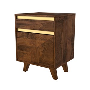 Table de chevet en bois détails dorés, 1 tiroir et 1 porte - tripoli