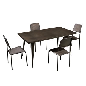 Table rectangulaire 6 personnes en métal gris 150 cm - indus