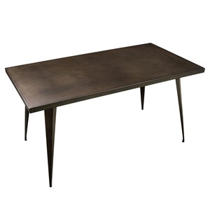 Table rectangulaire 6 personnes en métal gris 150 cm - indus