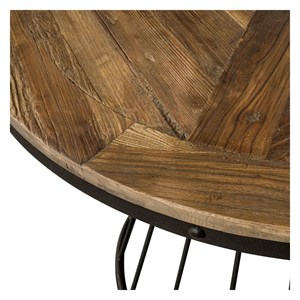 Table ronde 5 personnes en bois de cèdre et pied en métal d110 cm - pralus