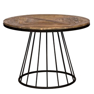 Table ronde 5 personnes en bois de cèdre et pied en métal d110 cm - pralus