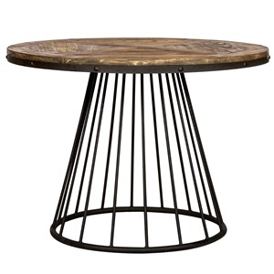 Table ronde 5 personnes en bois de cèdre et pied en métal d110 cm - pralus