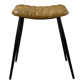 Tabouret en cuir camel matelassé - bidar