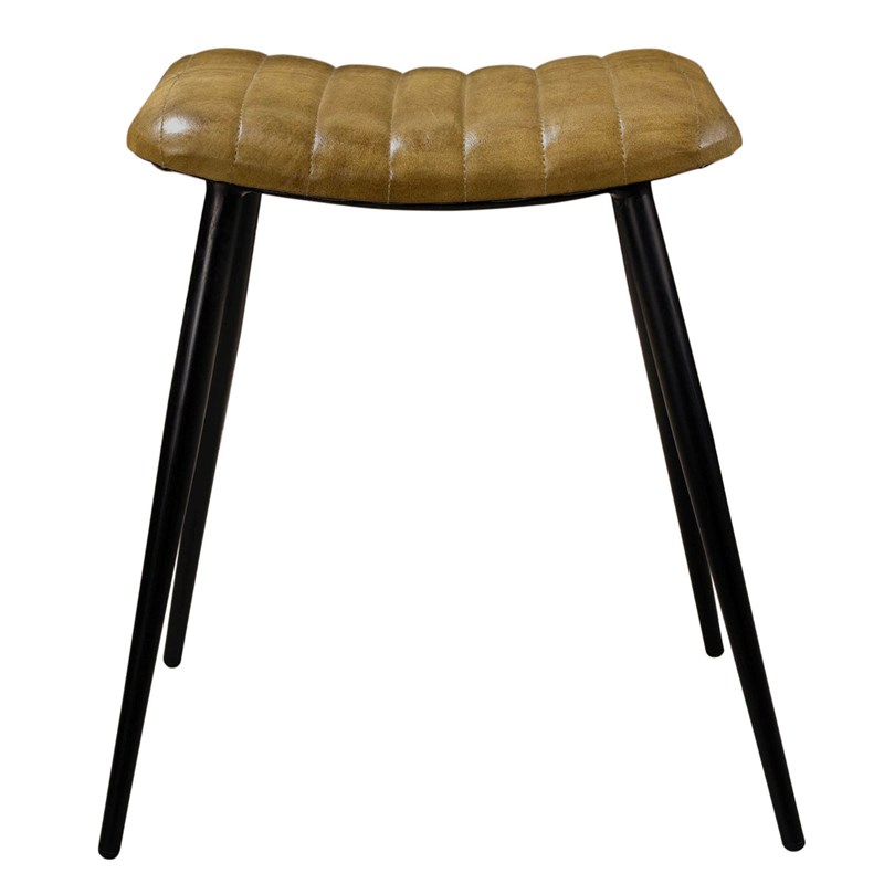 Tabouret en cuir camel matelassé - bidar