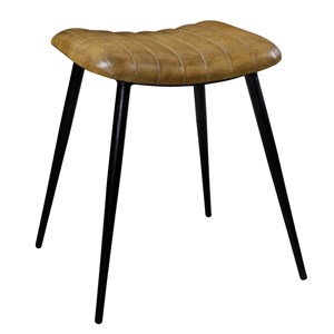 Tabouret en cuir camel matelassé - bidar