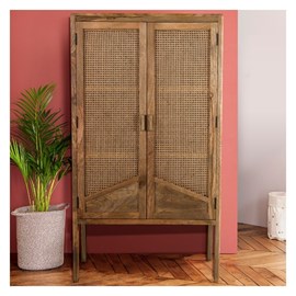 Armoire en cannage et bois 2 portes - tiki