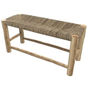 Banc 2 places 90 cm en jonc de mer et branche de teck - jovan