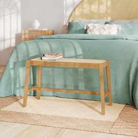 Banc 2 places en bois de chêne massif et cannage - kappa