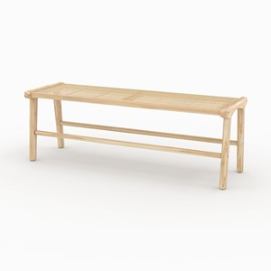 Banc 120 cm en bois de teck et cannage - kuna