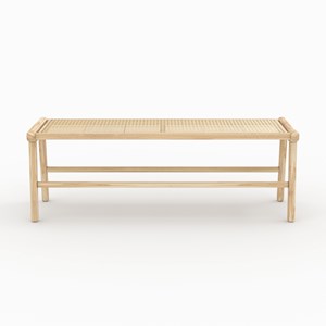 Banc 120 cm en bois de teck et cannage - kuna