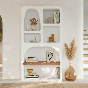 Bibliothèque en plâtre blanc cassé - fira