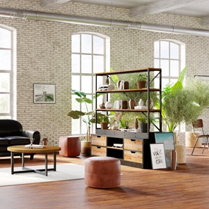 Bibliothèque 160 cm en bois et métal - goa