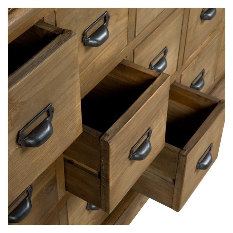 Buffet en bois recyclé 18 tiroirs - miramas