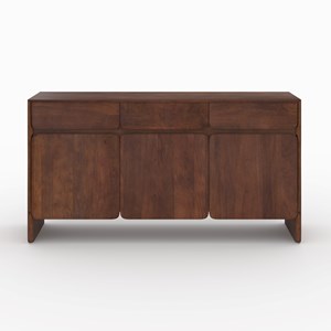 Buffet en bois de manguier avec 3 portes et 3 tiroirs - achille