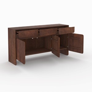 Buffet en bois de manguier avec 3 portes et 3 tiroirs - achille