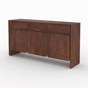 Buffet en bois de manguier avec 3 portes et 3 tiroirs - achille