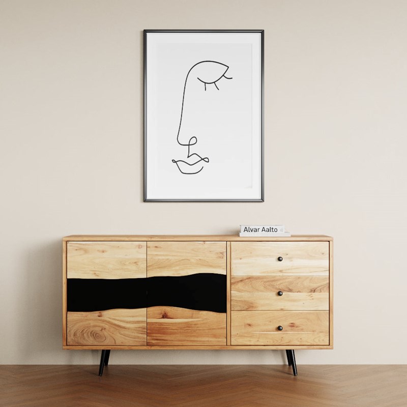 Buffet en bois d'acacia massif et métal - alabama