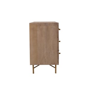 Commode 8 tiroirs en bois de manguier et pieds en métal doré - bran