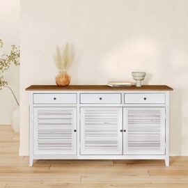 Buffet en bois recyclé blanc effet vieilli - casa