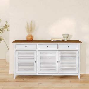 Buffet en bois recyclé blanc effet vieilli - casa