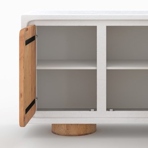 Buffet en béton blanc cassé et bois d'acacia - eden