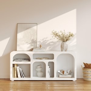 Buffet en plâtre blanc cassé 160 cm - fira