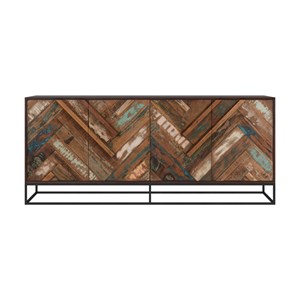 Buffet 4 portes en bois d'acacia et bois recyclé - krabi
