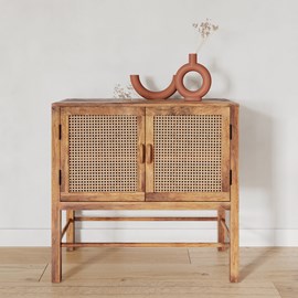 Buffet 2 portes en cannage - tiki