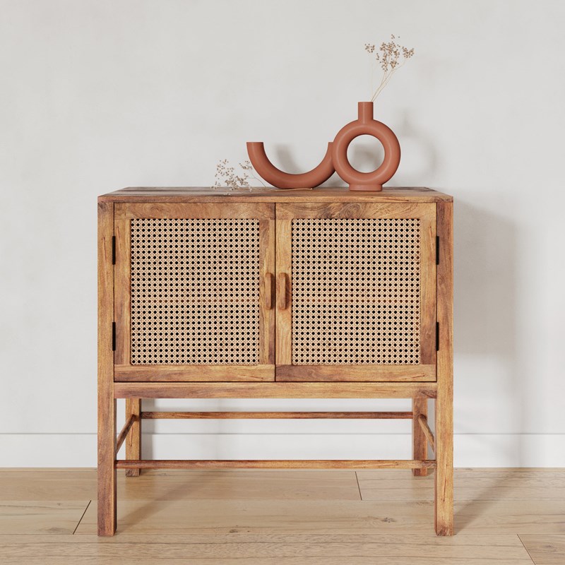 Buffet 2 portes en cannage - tiki