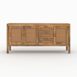 Buffet 3 portes et 3 tiroirs en cannage - tiki