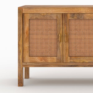 Buffet 3 portes et 3 tiroirs en cannage - tiki