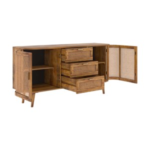 Buffet 2 portes et 3 tiroirs en cannage - wava