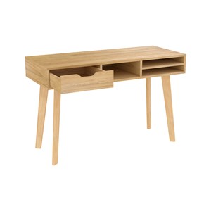 Bureau 1 tiroir et 3 niches en bois clair - moka