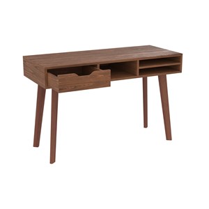 Bureau 1 tiroir et 3 niches en bois foncé - moka