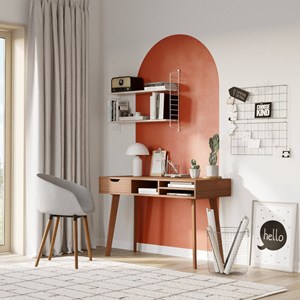 Bureau 1 tiroir et 3 niches en bois foncé - moka