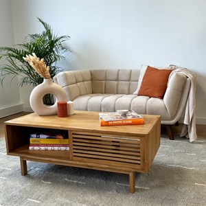 Canapé 2 places en velours beige - mona