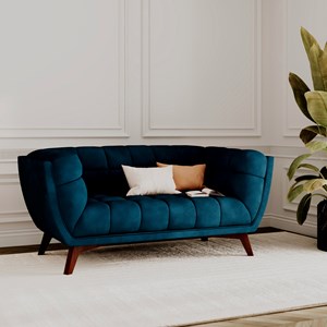 Canapé 2 places en velours bleu foncé - mona