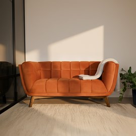 Canapé 2 places en velours orange curcuma - mona