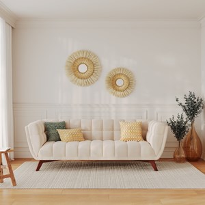 Canapé 3 places en velours beige - mona