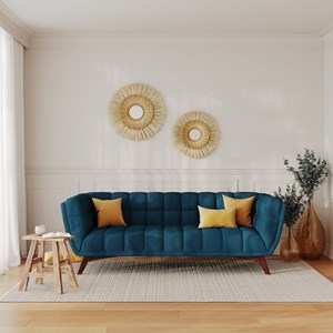 Canapé 3 places en velours bleu foncé - mona