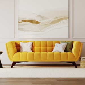 Canapé 3 places en velours jaune - mona