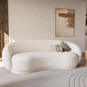 Canapé 3 places en tissu bouclé blanc - nova