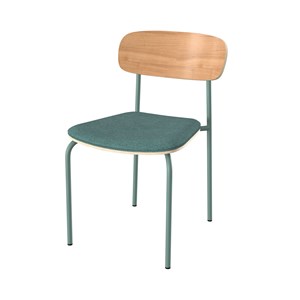 Lot de 2 chaises en bois clair et tissu bleu canard - alba